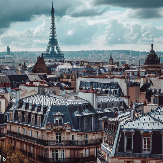 Vue sur les toits en zinc de Paris et la Tour Eiffel